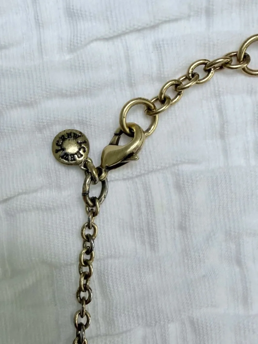 J. Crew Gold Tone w/Pink Gray Cream Glass 18” Women’s Statement Necklace